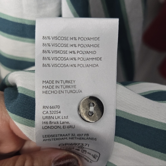 Anthropologie Green and White Striped Blouse - Picture 7 of 14